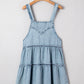 Wash Tiered Flowy Overall Denim Dress
