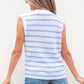 Stripe V Neck Gold Buttons Elegant Sweater Vest