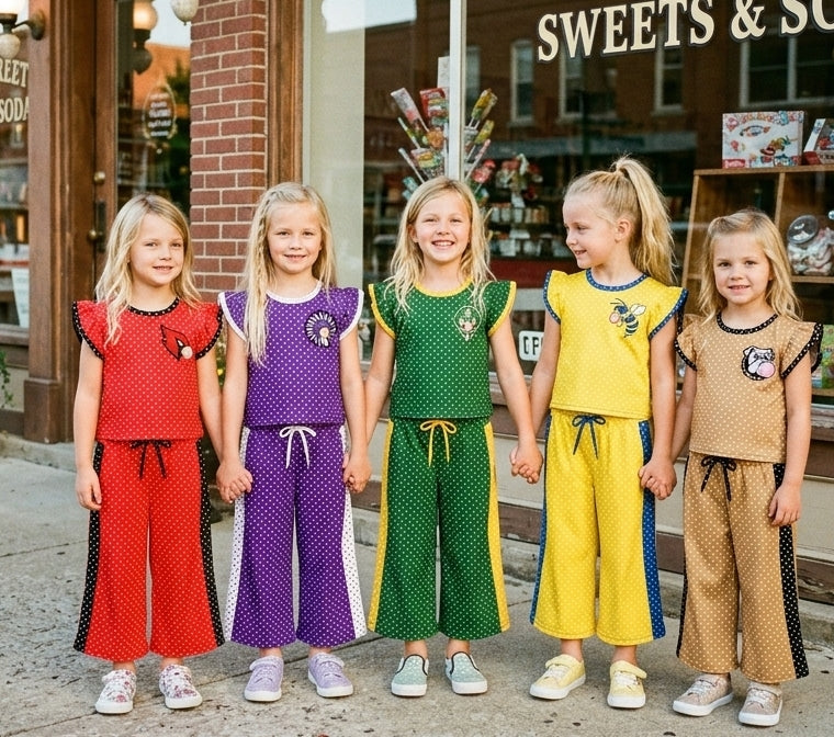Custom Kids Top Wide Leg Pants Set Ruffle Set