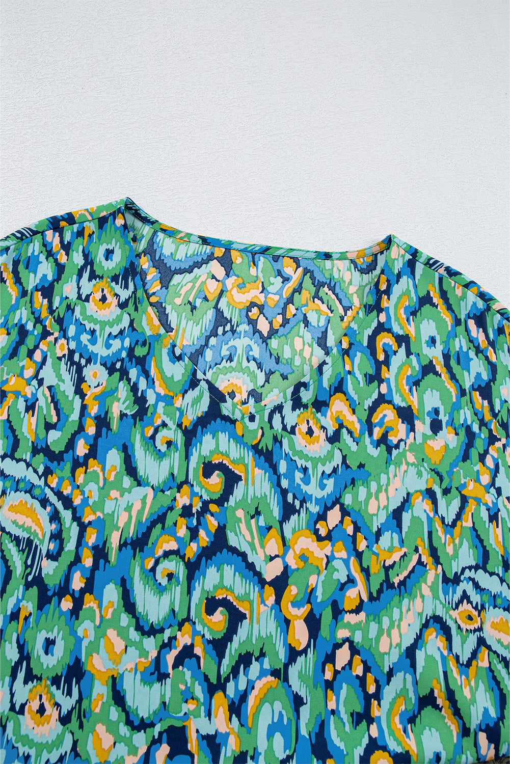 Abstract Print V Neck Half Sleeve Loose Fit Tunic Blouse