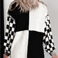 Checkered Open Front Drop Shoulder Cardigan
