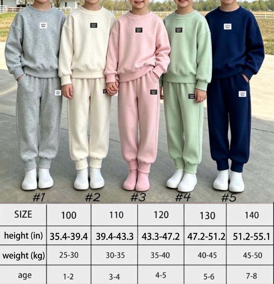 Kids Casual Tracksuit Set Long Sleeve Crewneck Sweatshirt and Jogger