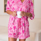 Bow Print Half Sleeve Shirt and Shorts Pajamas Set