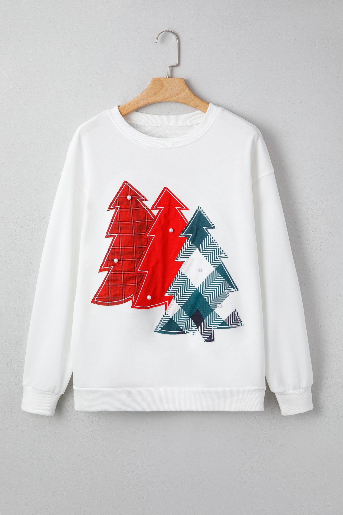 Christmas Tree Patched Drop Shoulder Sweatshirt