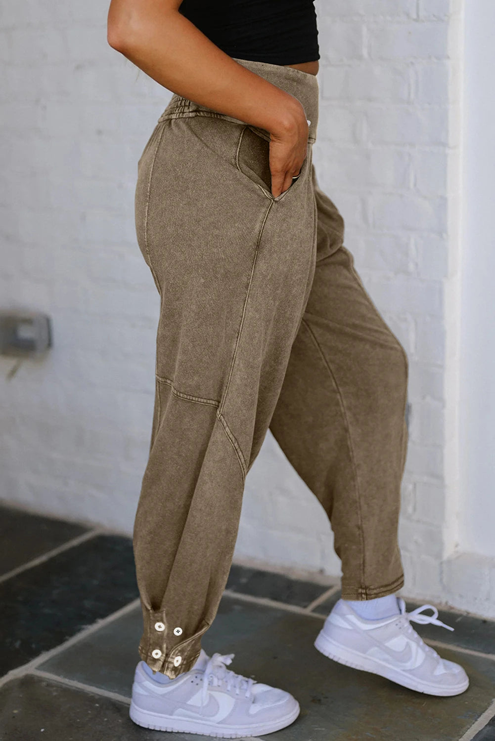 Jogger Style High Waist Casual Pants
