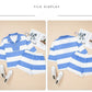 Stripe Half Zipper Placket Bracelet Sleeve Top Casual Shorts Set