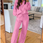 V Neck Pullover and Drawstring Sweatpants Set