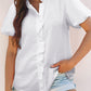 Beau Blue Striped Ruffle Short Bubble Sleeve Shirt