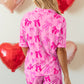 Bow Print Half Sleeve Shirt and Shorts Pajamas Set