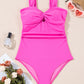 Cut out Twist Bowknot Backless One Piece Swimsuit