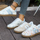 Floral Print Color Block Detail Lace Up Shoes