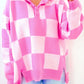 Checkerboard Half Button Sweater