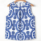 Vintage Print Pintuck Crew Neck Tank Top