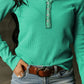 Trimmed Neckline Waffle Knit Henley Top