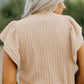 Solid Textured Flutter Sleeve Top