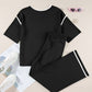 Contrast Trim Half Sleeve Top Drawstring Pants Loose 2pcs Sweater Suit