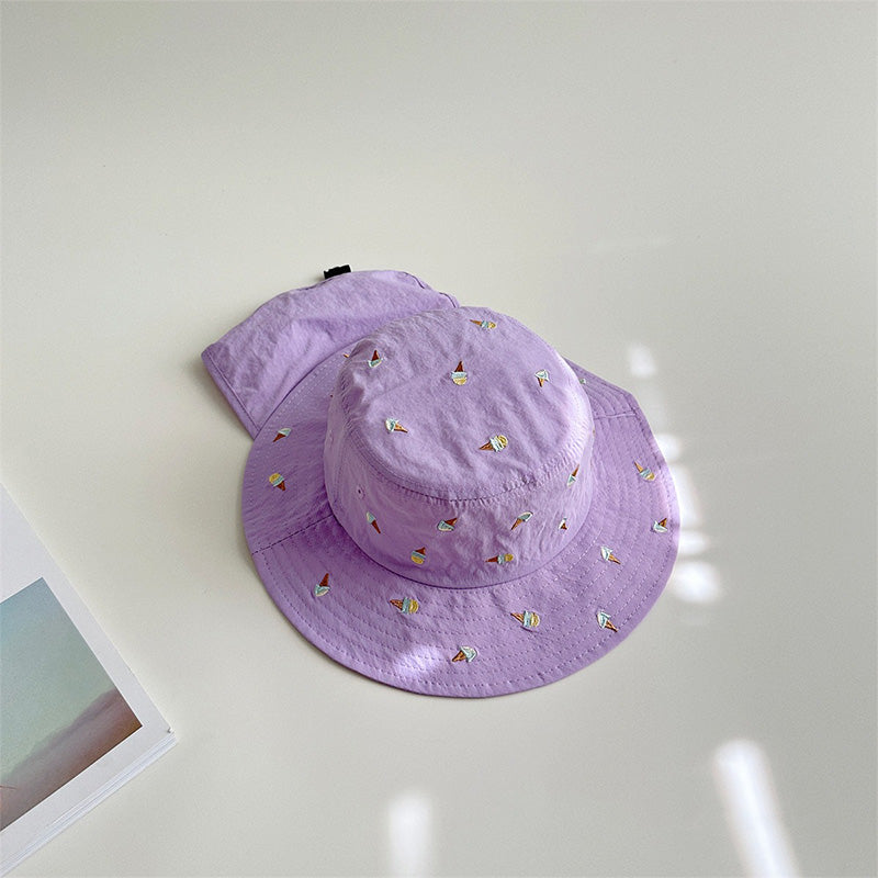 Children's Sun Protection Bucket Hat with Wide Brim and Neck Flap