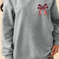 Football Bow Print Drop Shoulder Pullover Sweatshirt