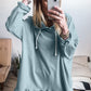 Ruffled Hem Loose Fit Tunic Hoodie