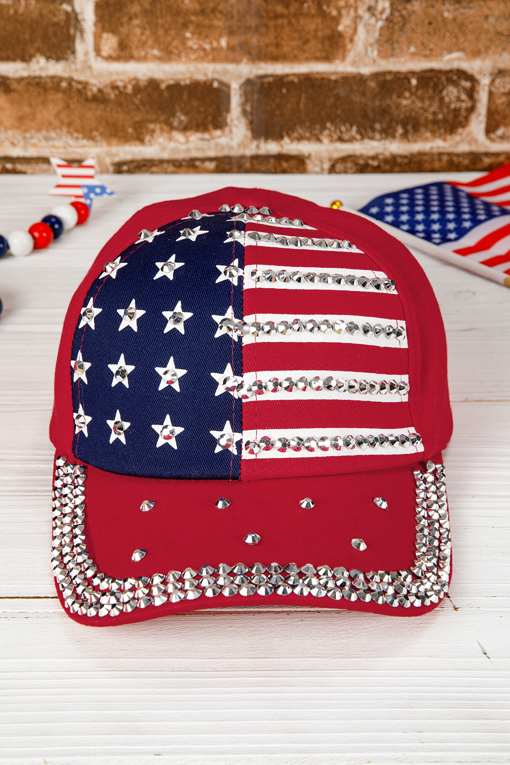 American Flag Rhinestone Decor Baseball Cap