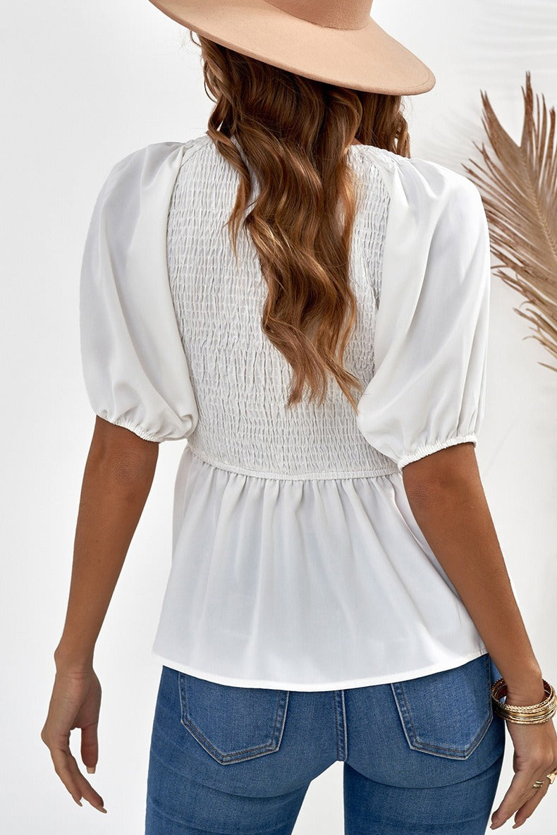 Puff Sleeve Smocked Top