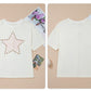 Beige Star Print Stud Detail Cotton Jersey Top