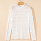 Sheer Mesh Patterned Lettuce Trim Slim Long Sleeve Top