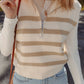 Ribbed Half Zip Collared Sweater Vest