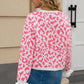 Leopard Print Tie Front Frilled Cuffs Drop Shoulder Sweater Cardigan