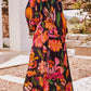 Floral Print Smocked Detail V Neck Puff Sleeve Flowy Maxi Dress