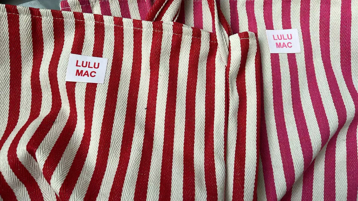 Nautical Striped Canvas Shoulder Tote Bag