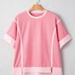 Two Tones Patchwork Half Sleeve Plus Size T Shirt
