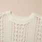 Hollow Out Knit Bracelet Sleeve Drop Shoulder Sweater