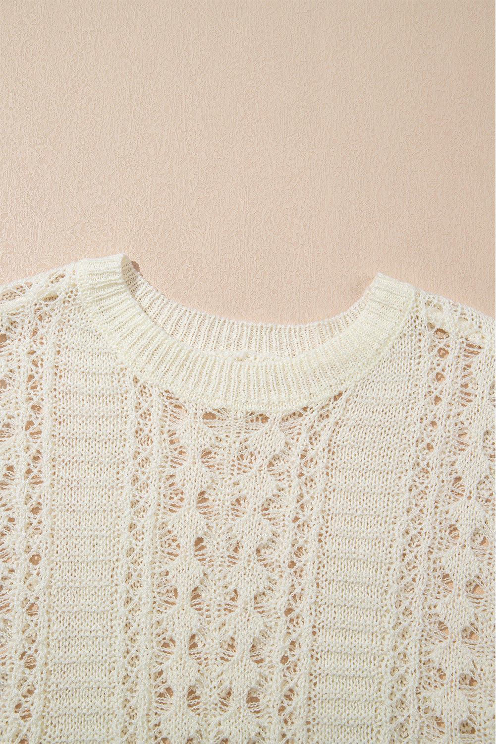 Hollow Out Knit Bracelet Sleeve Drop Shoulder Sweater