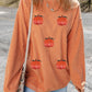 Sequin Pumpkin Patched Twisted Rib Baggy Sweatshirt
