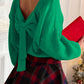 Bow Backless Bubble Sleeve Sweater