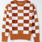 Checkered Ribbed Edge Sweater