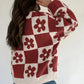 Plaid Henley Baggy Sweater
