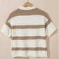 Stripe Dropped Short Sleeve Lightweight Knitted Top