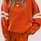 Varsity Striped Sleeve Drop Shoulder Sweatshirt and Short Set