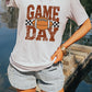 GAME DAY Checkered Rugby Print Vintage Graphic Tee