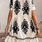 Western Print Ruffled Short Sleeve Loose Dress