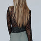 Sheer Floral Lace Long Sleeve Slim Fit Top