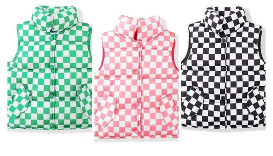 Kids checkered puff vest