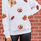 Fall Leaf Bow Pumpkin Sequin Patched Baggy Sweatshirt