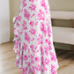 Boho Floral High Waist Ruffle Split Maxi Skirt