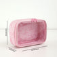 Clear PU Cosmetic Bag Pink Ribbon Toiletry Bag