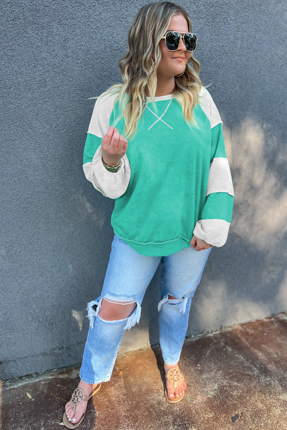 Plus Size Colorblock Sweatshirt