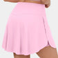 Solid Pocketed Crossover High Waist Swim Skort