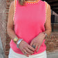 Contrast Trim Pearl Detail Sweater Tank Top